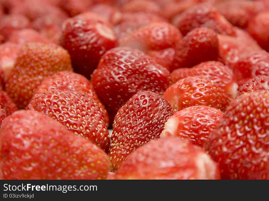 The ripe strawberries close up. The ripe strawberries close up