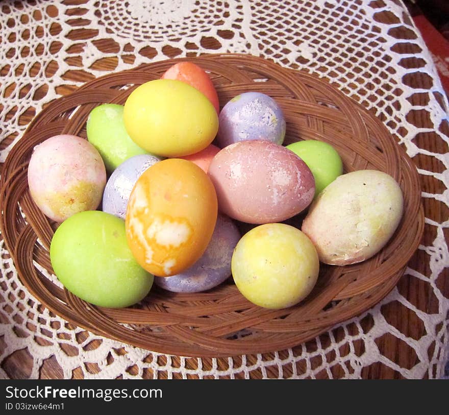 Basket of colorful Easter eggs