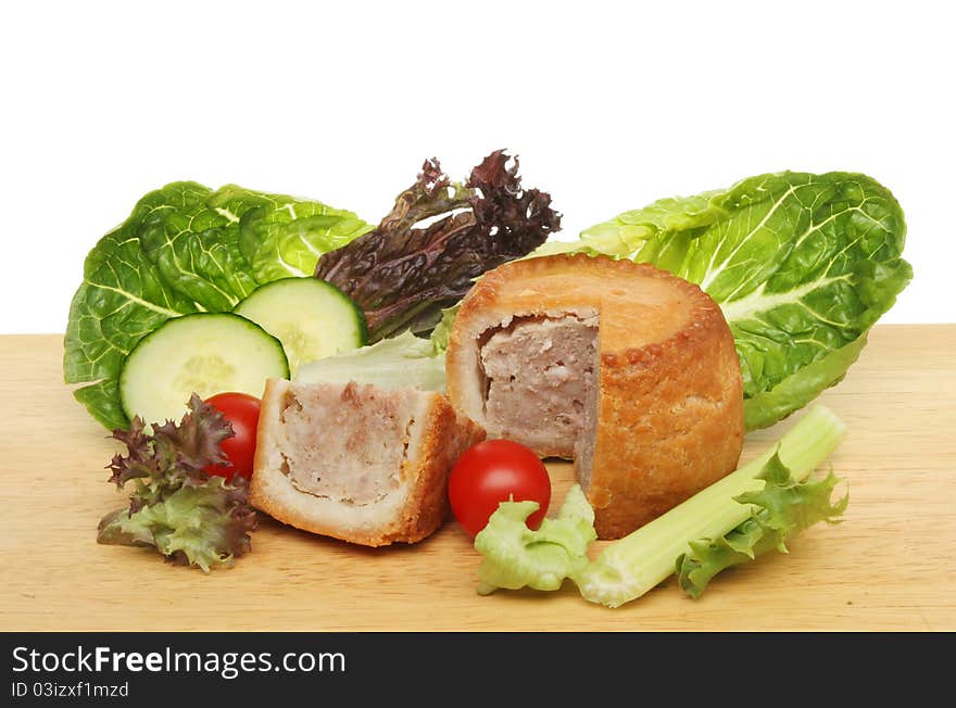 Pork pie and salad