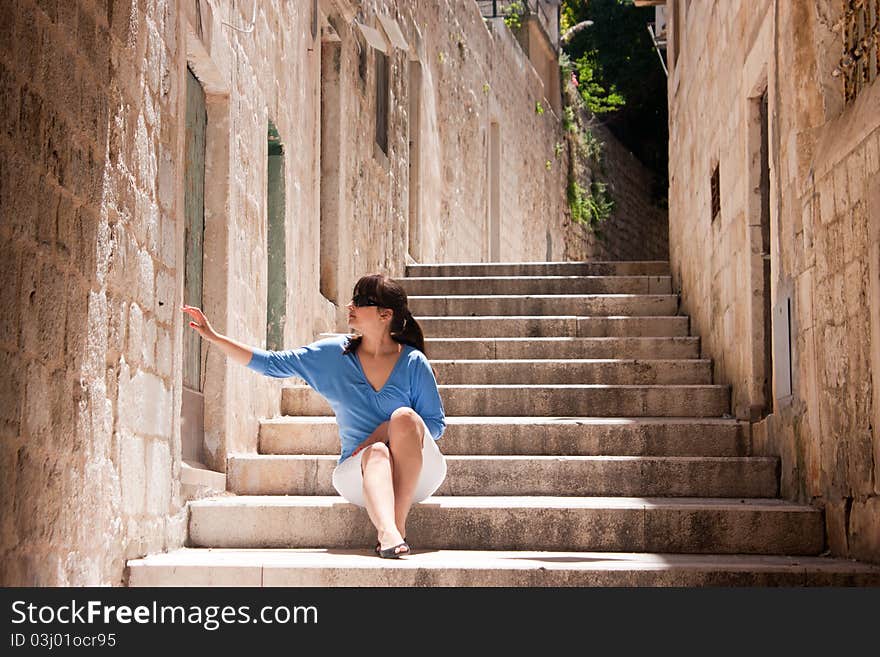 Fashion Model Posing in Dubrovnik