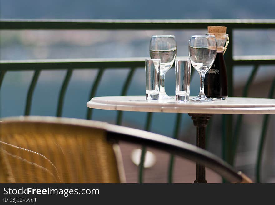 Still life table with glasses