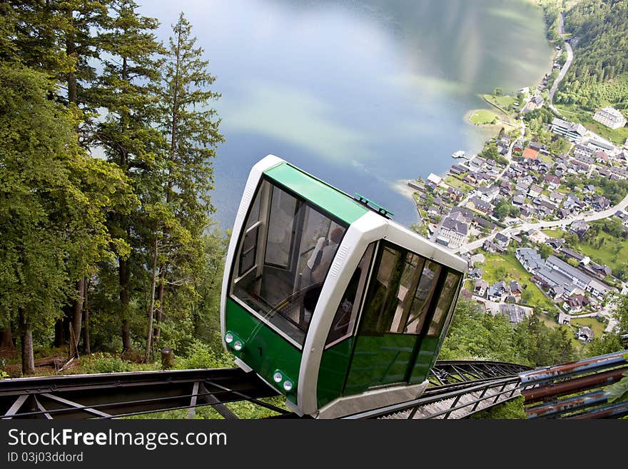 Cable railway in the mountains