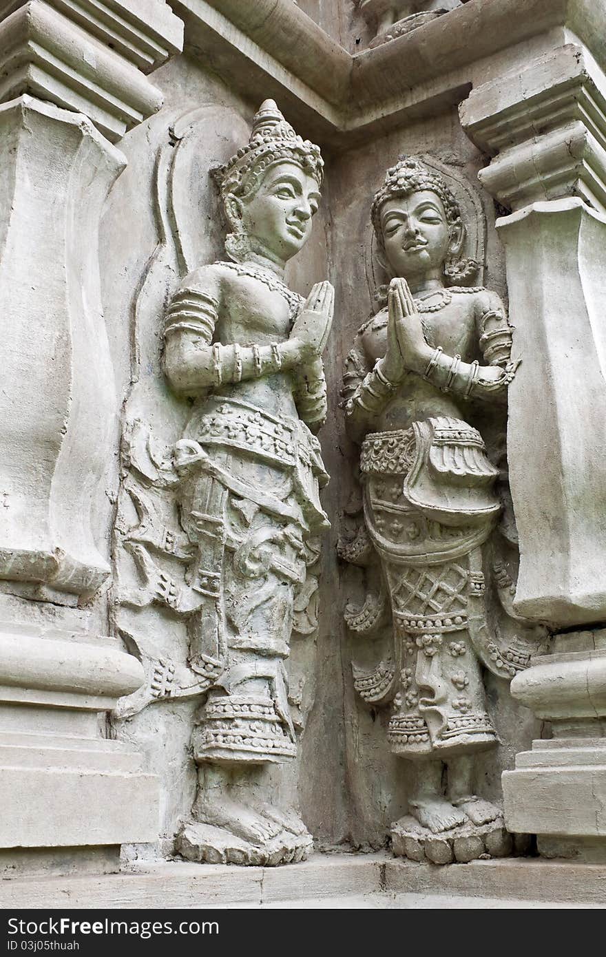 Wall Of Temple Buddha In Thailand