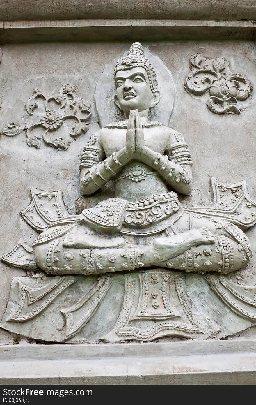 Wall of temple buddha in thailand