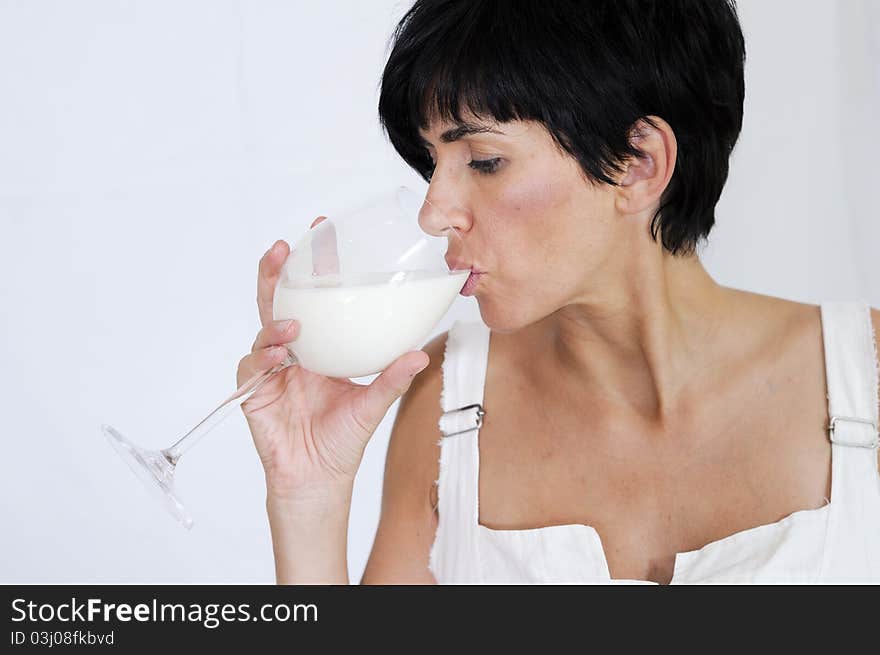 Woman Drinkink Milk