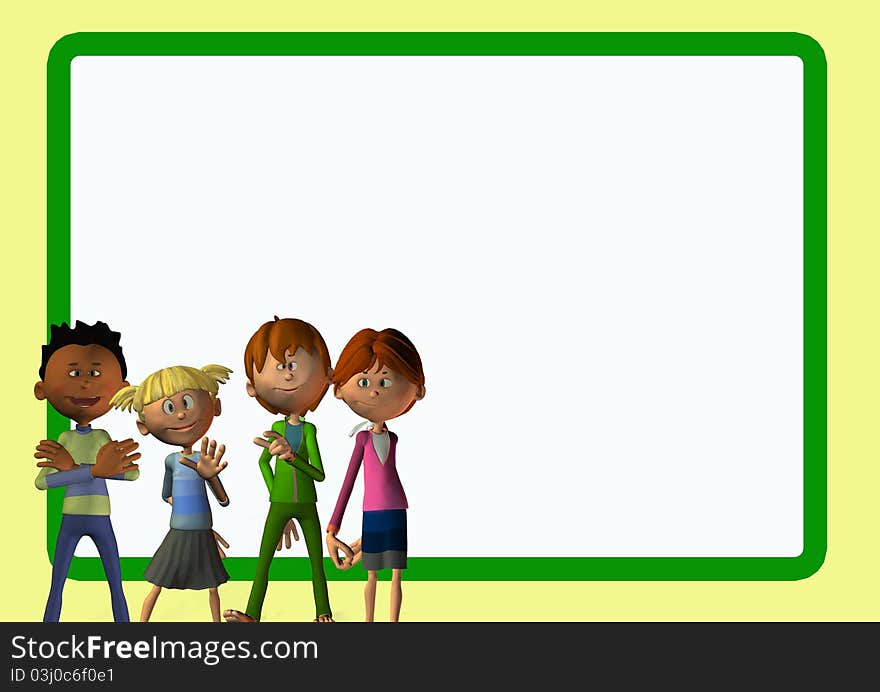 A Group Of Children Over An Empty Board