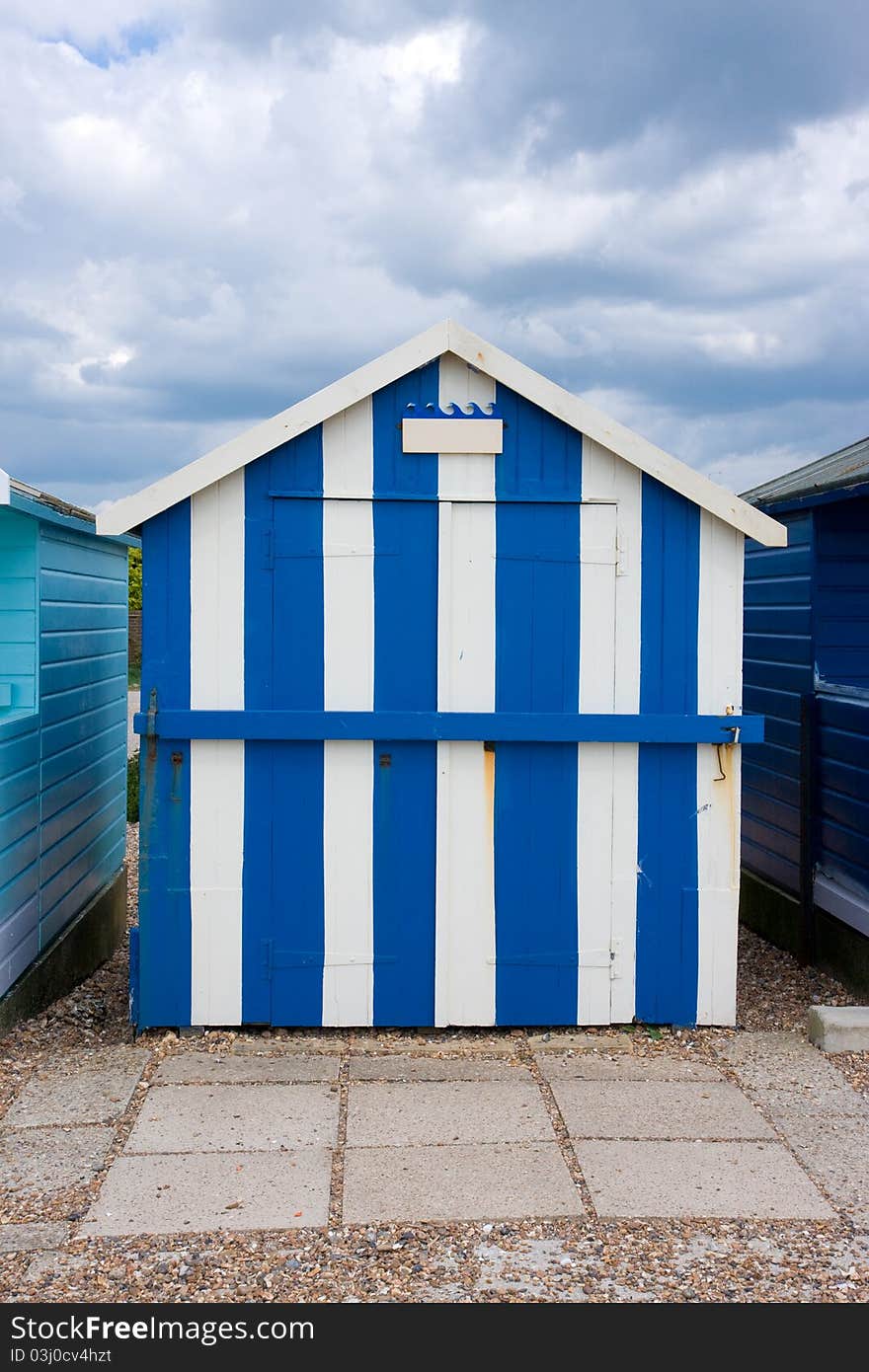 Beach Hut Blue White Stripes