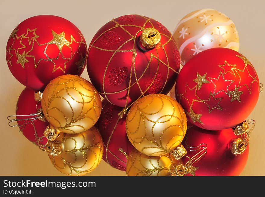 Red and golden christmas balls