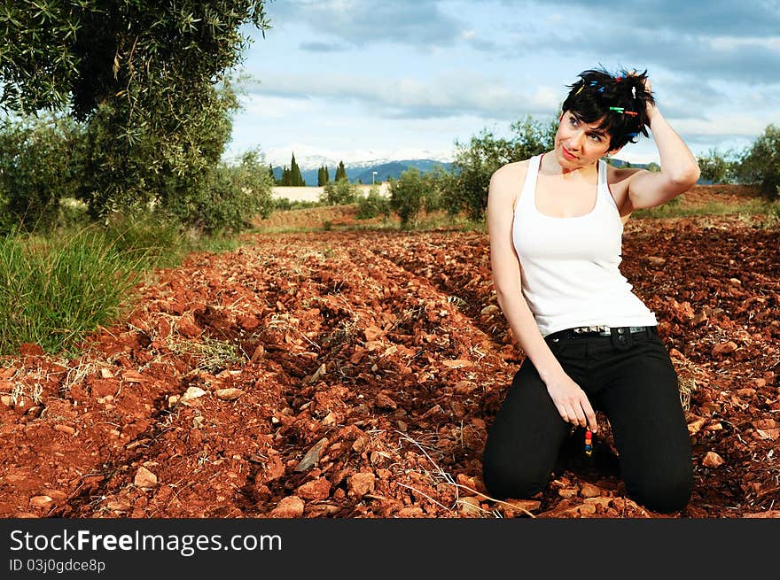 Woman With Clothespins And Necklace