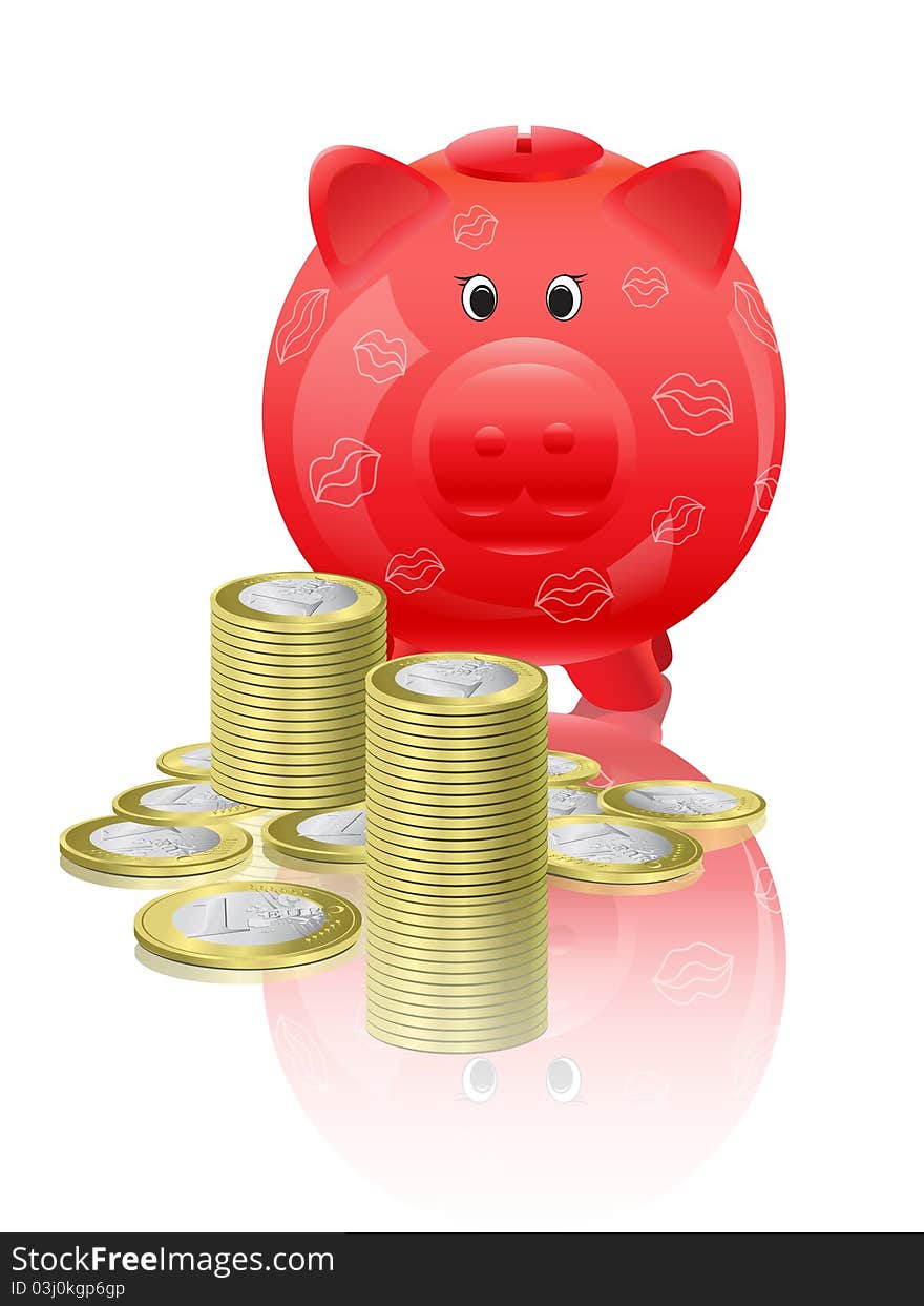 Piggy moneybox with money