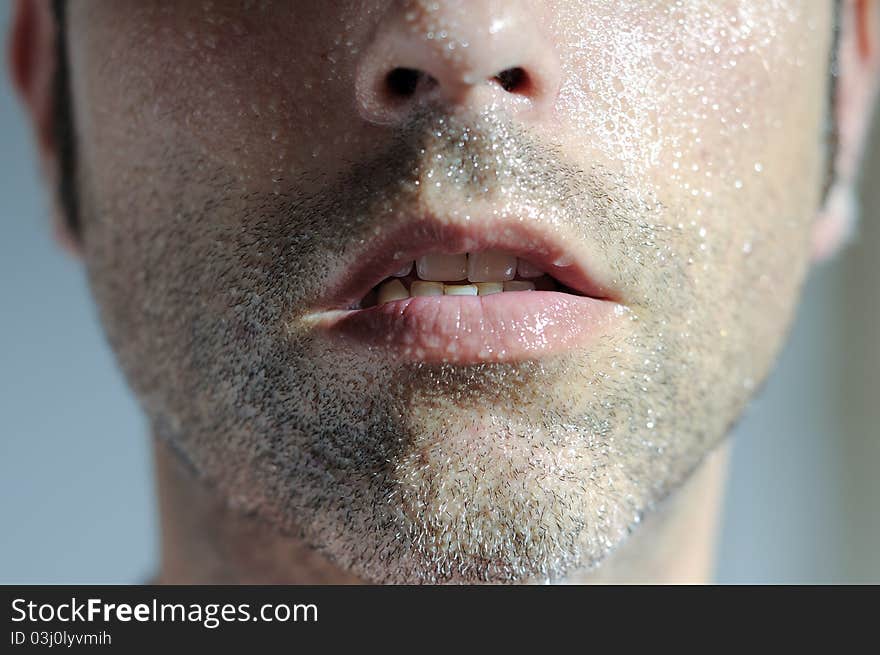 Man portrait with drops