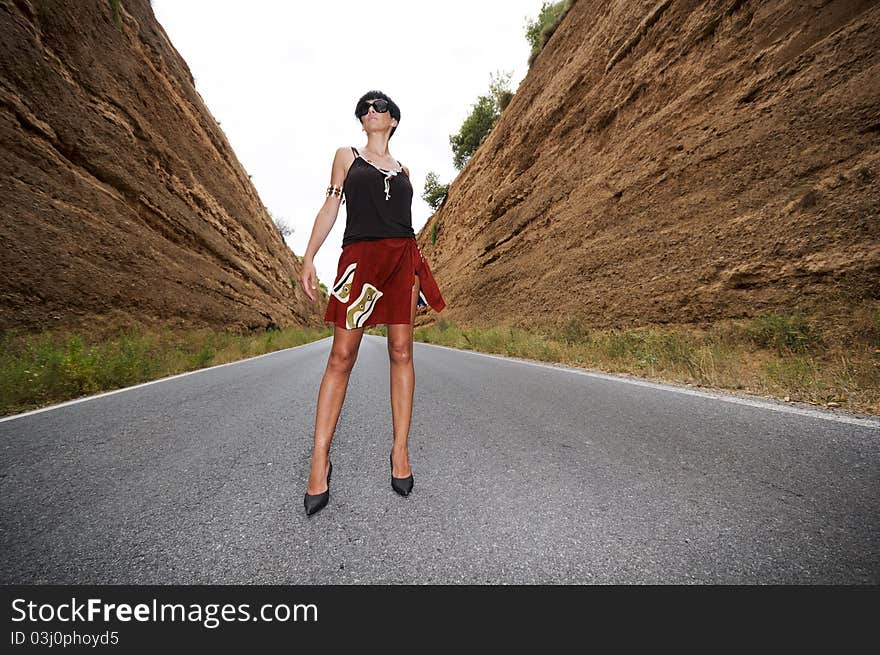 Woman on the road