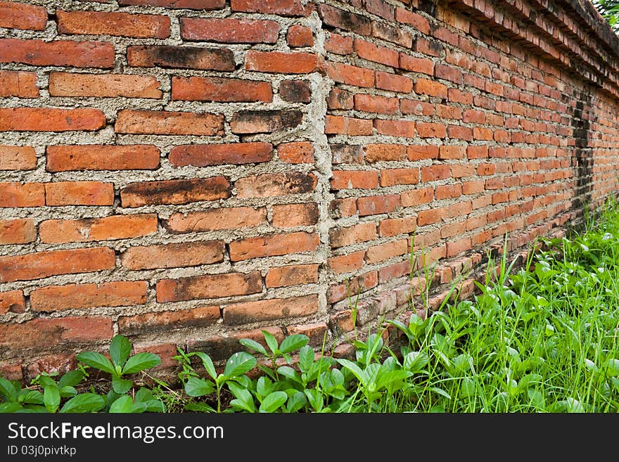 Wall of temple in ayutthaya is the old city and has a history. Wall of temple in ayutthaya is the old city and has a history