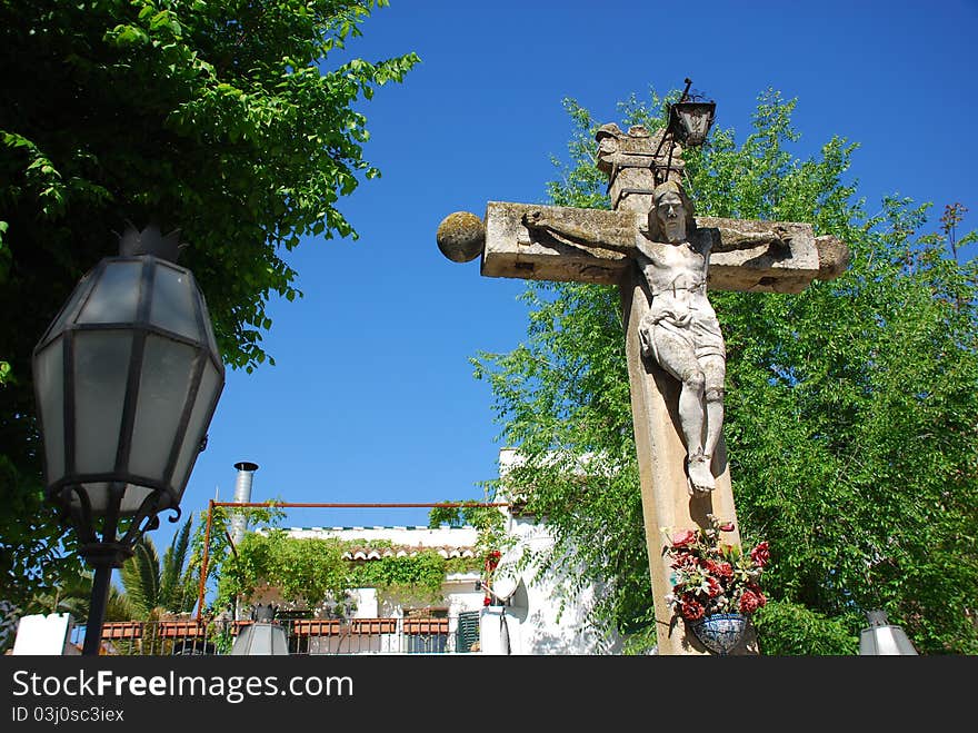 Christ in San Miguel Bajo square in Granada, Andalusia, Spain