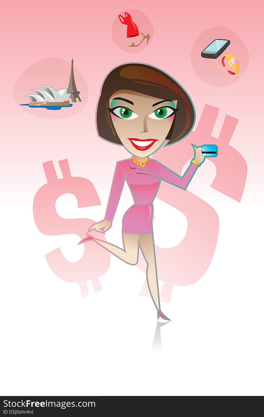 Rich women hold credit card in pink. Rich women hold credit card in pink