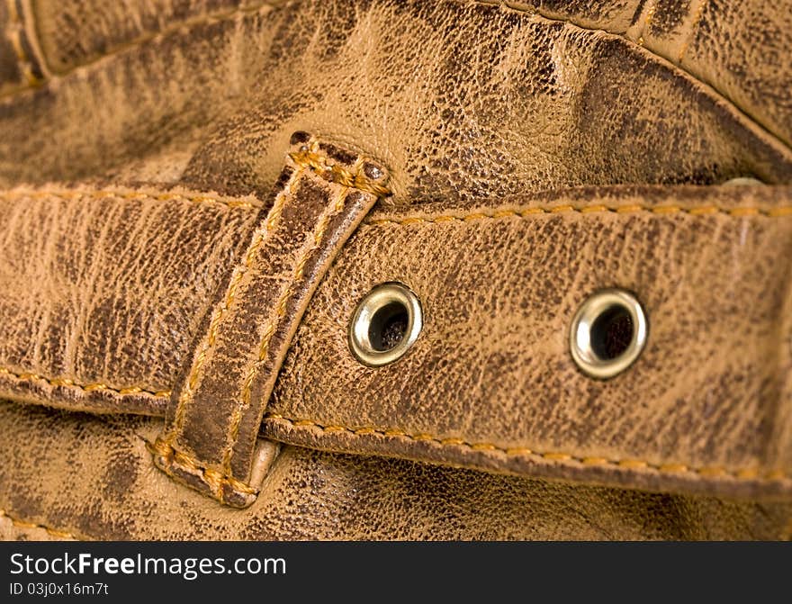 Brown leather strap showing texture