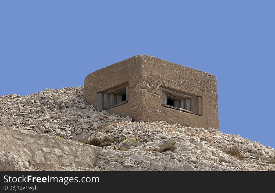 Old world war ii bunker on Frioul Island