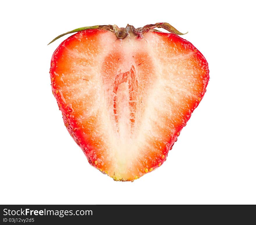 Sliced strawberries isolated on white background. Studio shoot. Sliced strawberries isolated on white background. Studio shoot