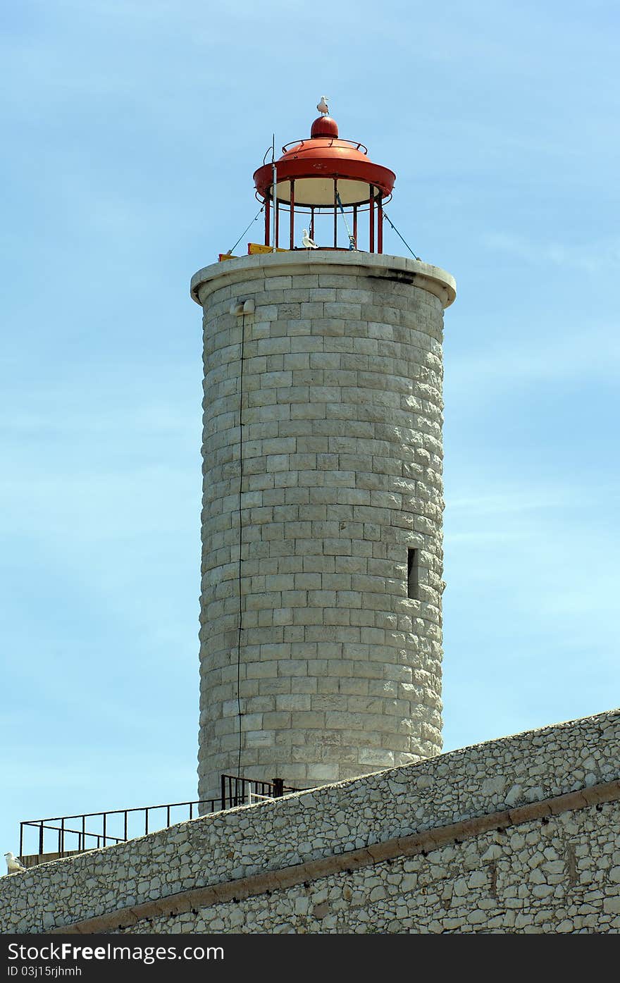 Stone lighthouse in island near Marseille