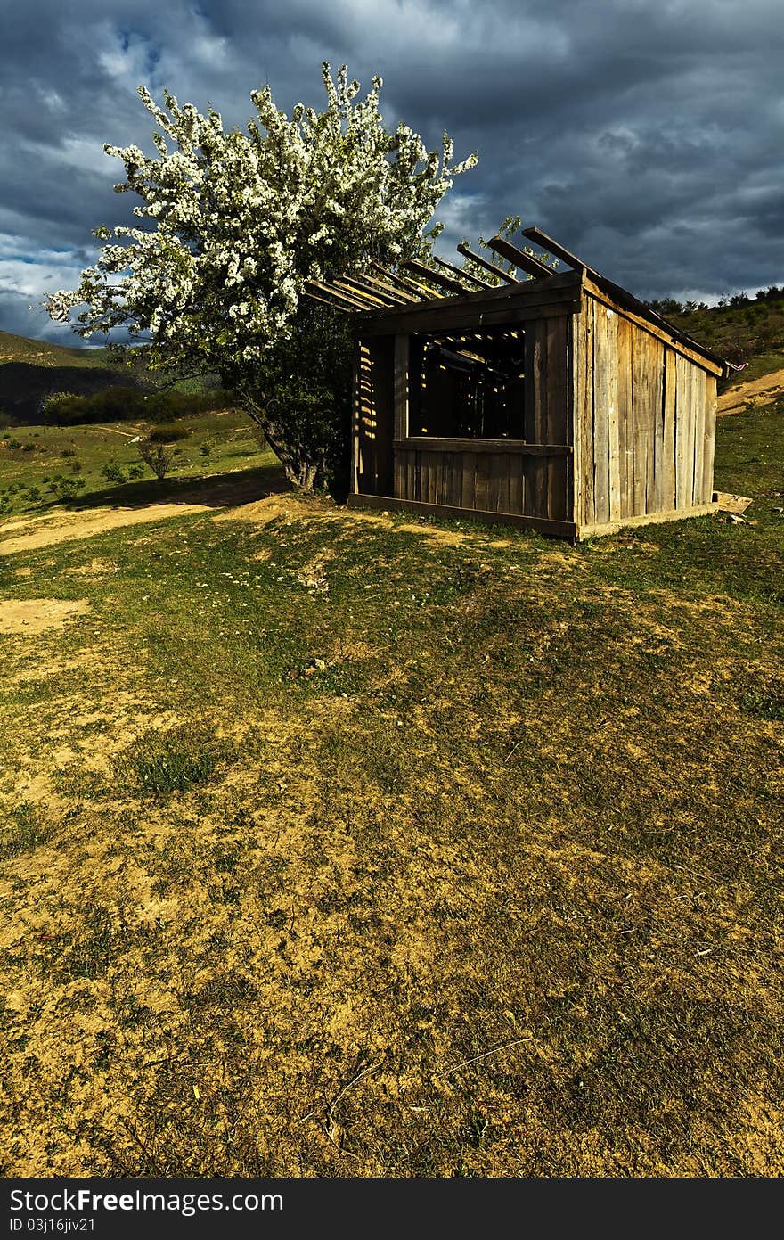 A small wooden eco friendly house.yunnan,china. A small wooden eco friendly house.yunnan,china.