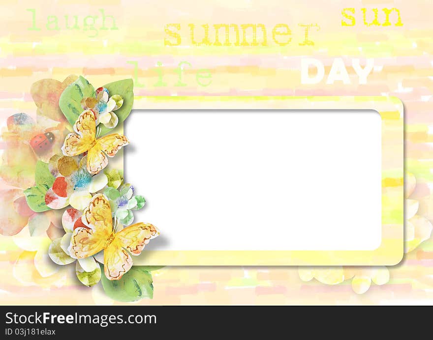 Summer card with butterflies