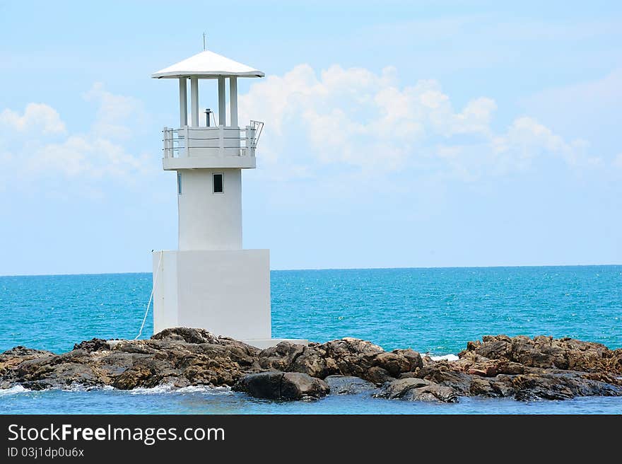 A white lighthouse