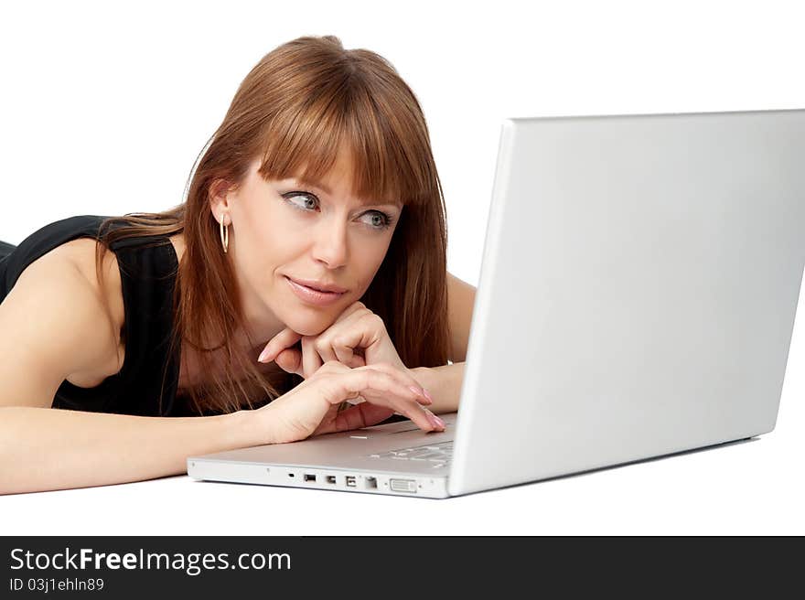 Attractive woman working on laptop