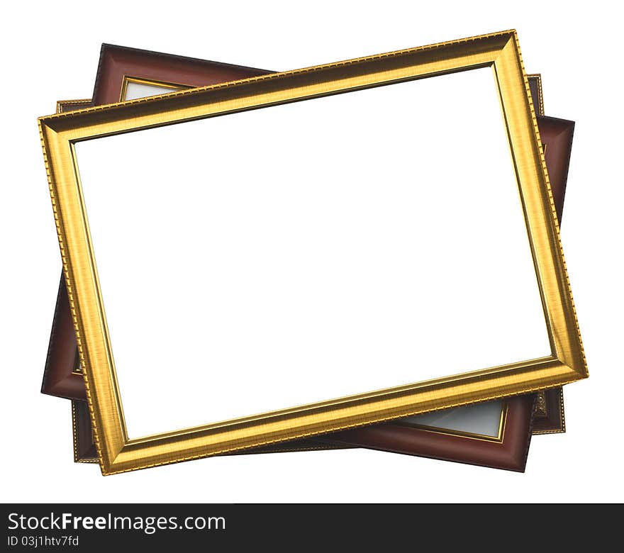 Picture frame wood plated, white background