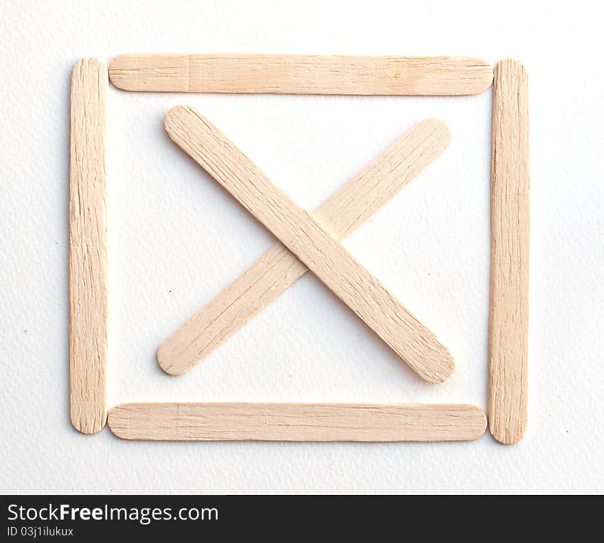 Wooden signs on white background