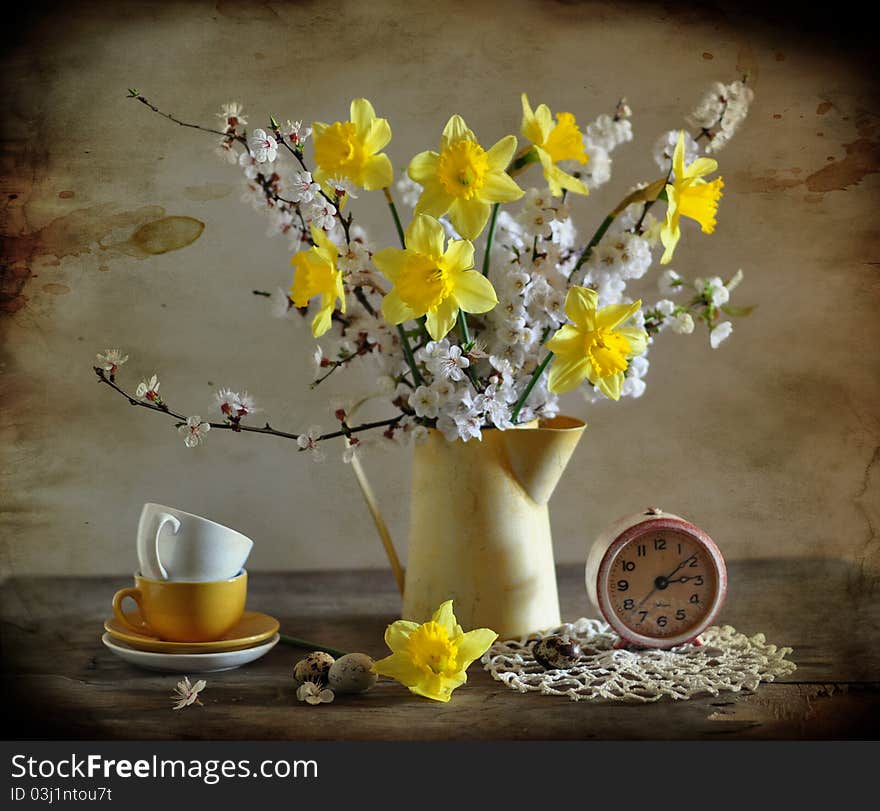 Easter still life with narcissuses