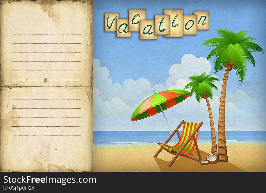 Vacation background with chaise lounge