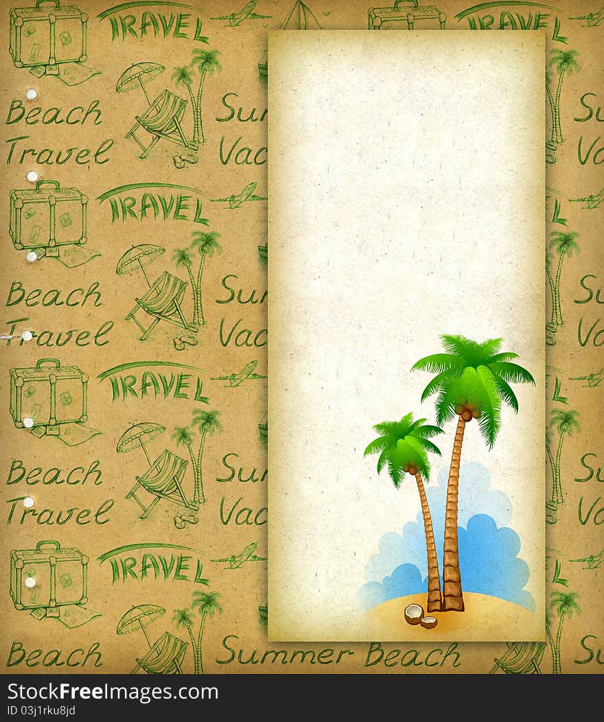 Vacation background with illustration of palm