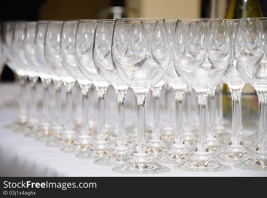 Empty glasses ready for a solemn toast wine