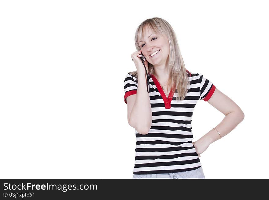 Smiling girl talking on the phone