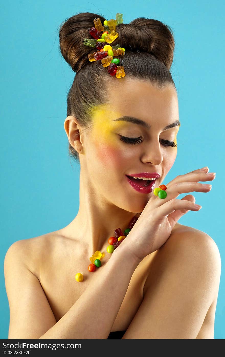 Close-up portrait of beautiful brunette