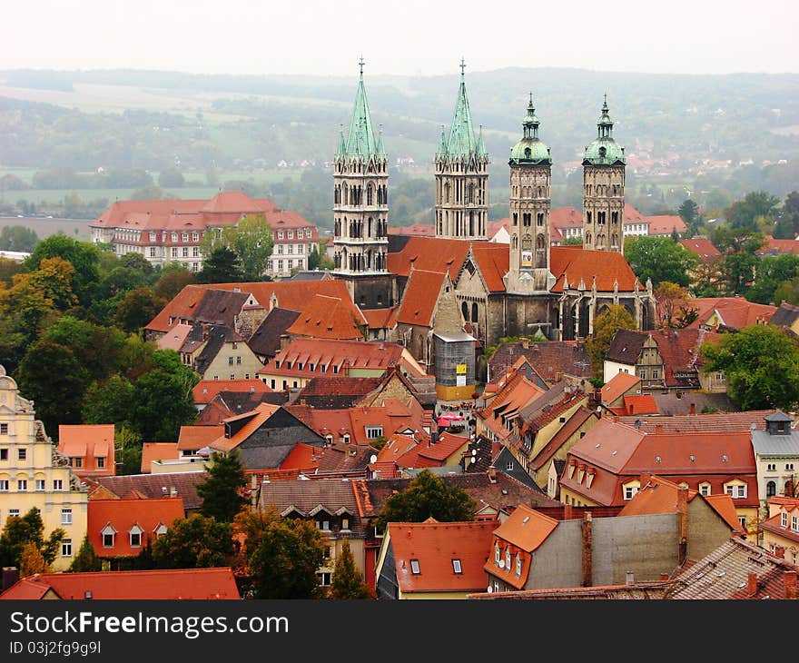 Birds eye view of Naumburg , Germany. Birds eye view of Naumburg , Germany