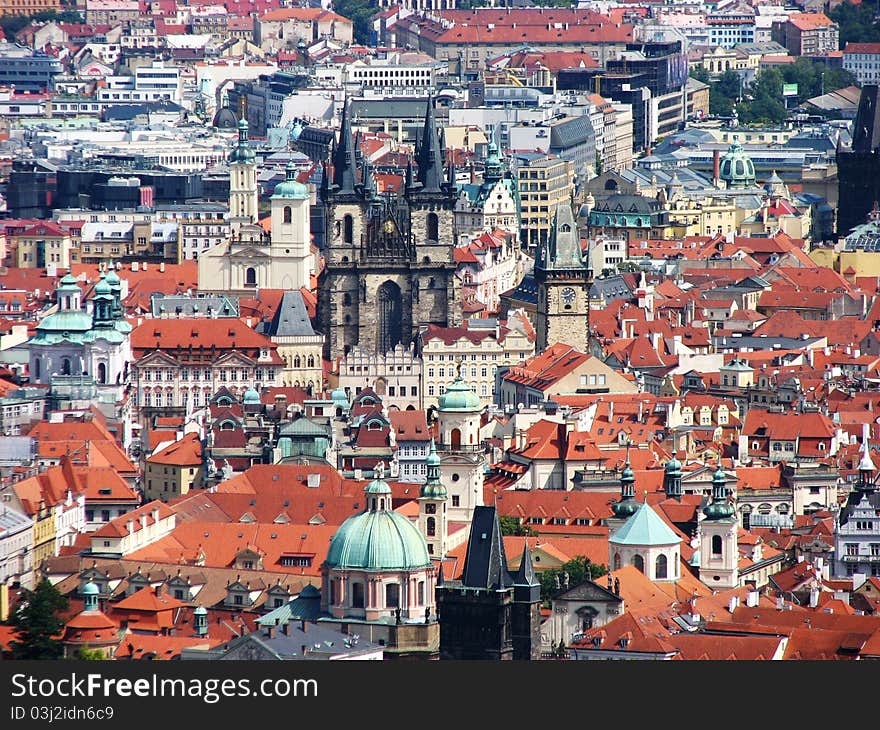 Birds eye view of Prague, czech republic. Birds eye view of Prague, czech republic