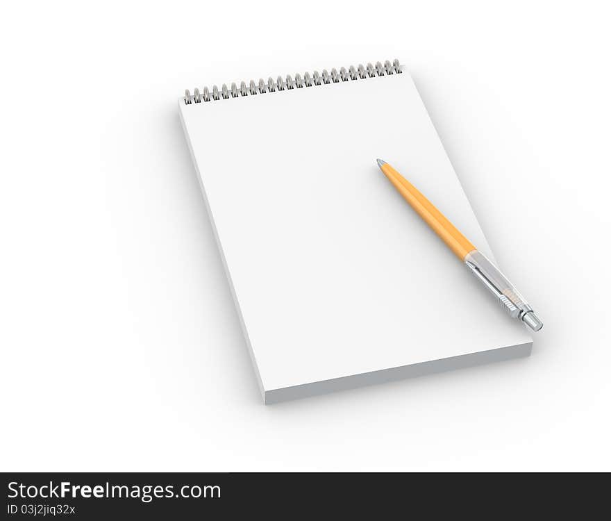 Notepad with an oranage Pen. Notepad with an oranage Pen