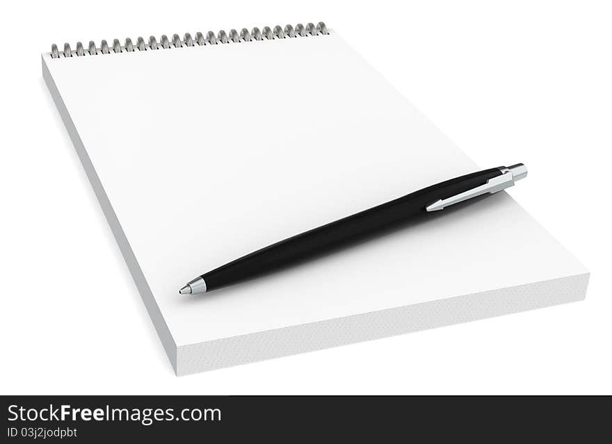 Blank isolated notepad with Pen