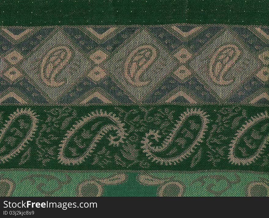 Green pashmina shawl with delicate embroidery