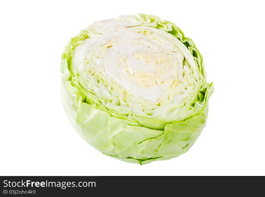 Cut cabbage isolated on white