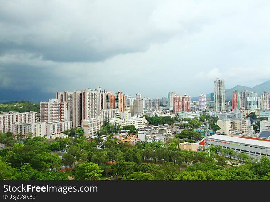 Yuen Long district in Hong Kong at day time