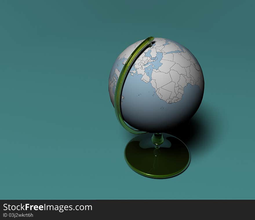 Map of our earth on the globe