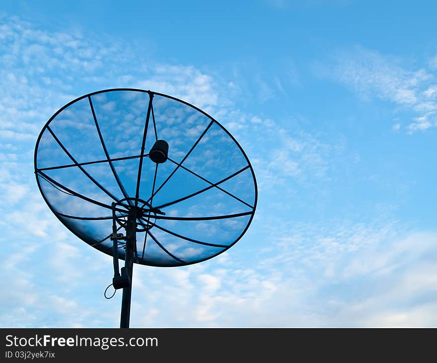 Satellite dish on a blue sky and cloud background , Bangkok Thailand