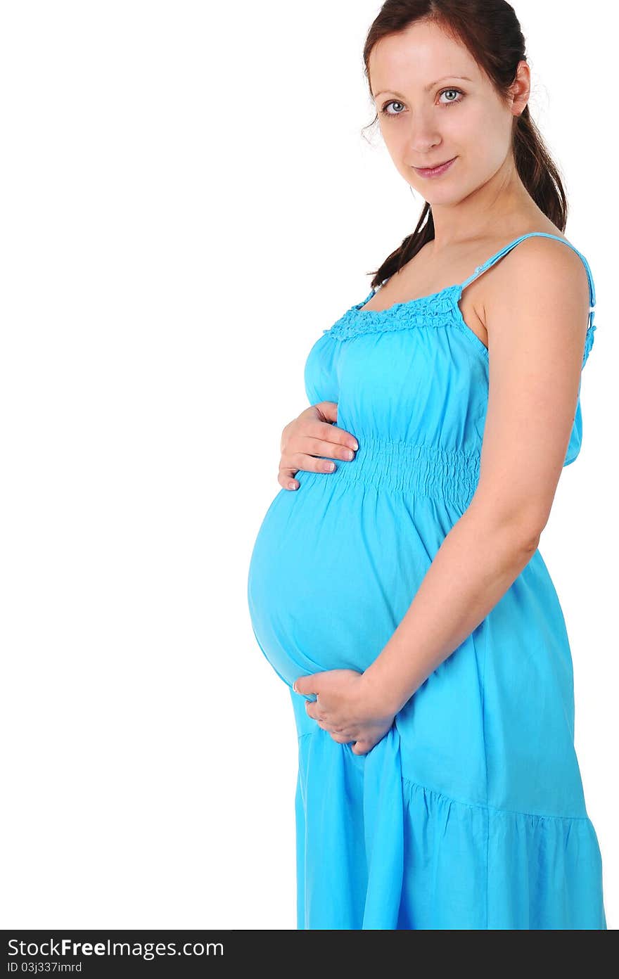 Beautiful pregnant woman in  blue dress. portrait. Beautiful pregnant woman in  blue dress. portrait