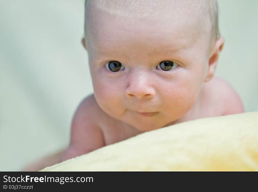 Newborn boy portrait close up