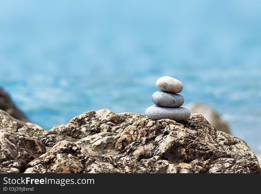 Stone on sea shore closeup