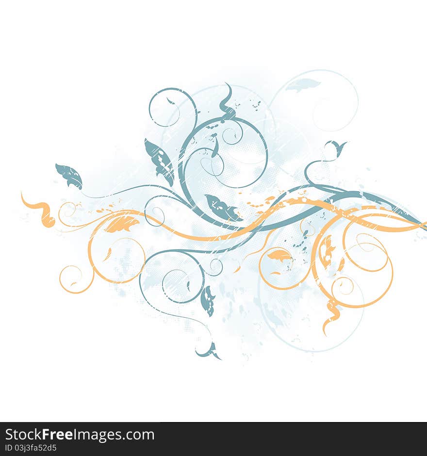 Vector grunge background with floral ornate design. Vector grunge background with floral ornate design