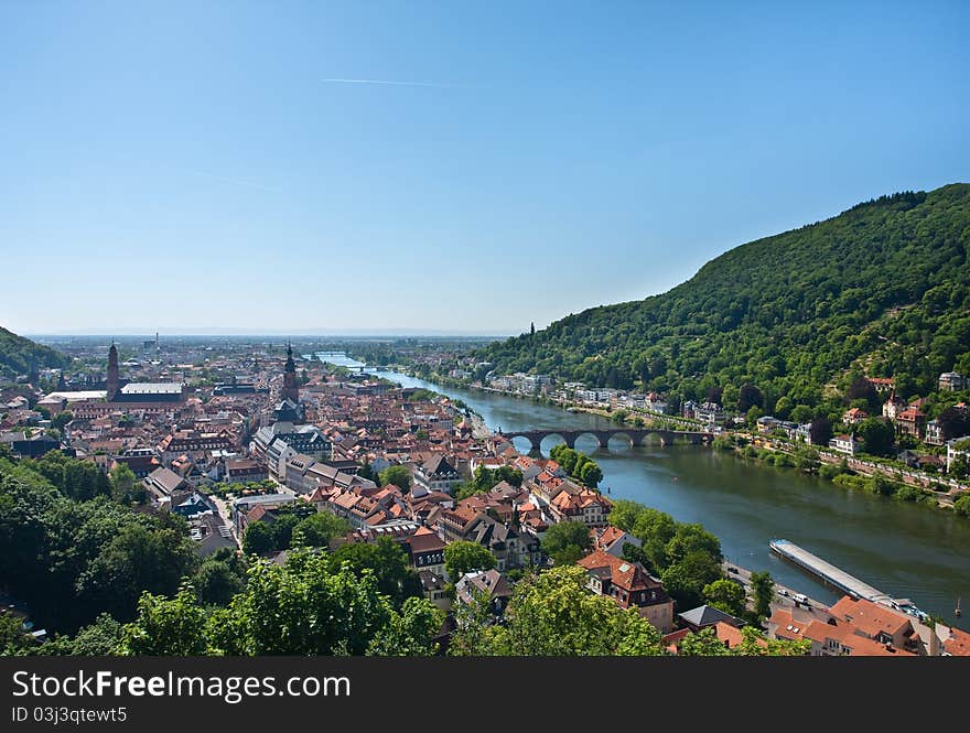 View of Heidelberg, Germany from the castle grounds.