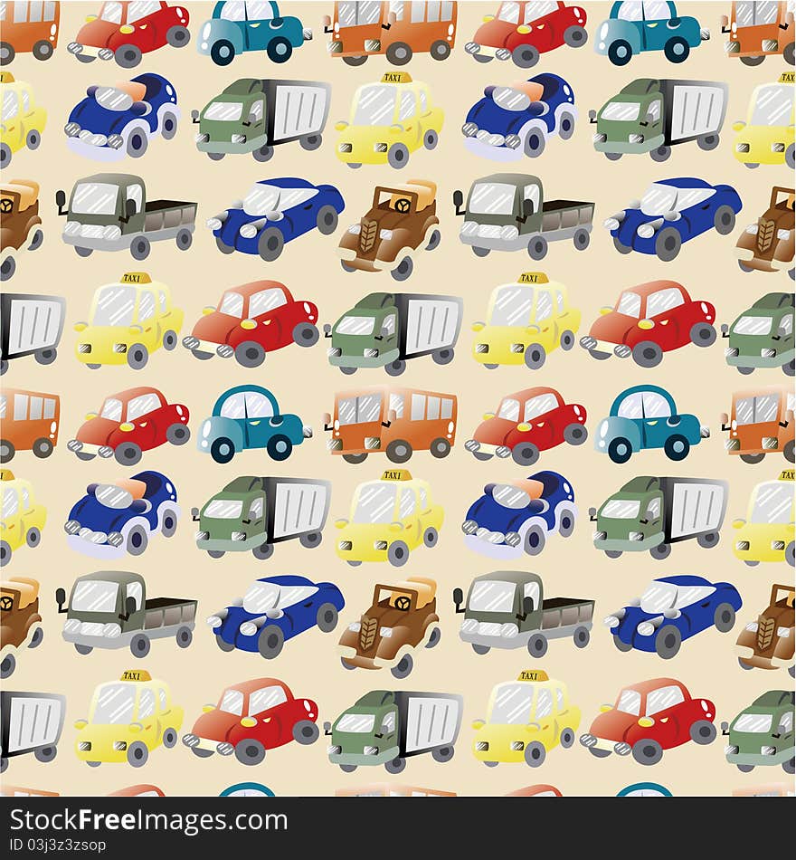 Seamless cartoon car pattern